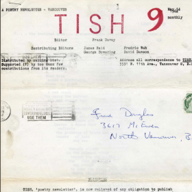 A yellowing peice of paper with the title "TISH" printed at the top.